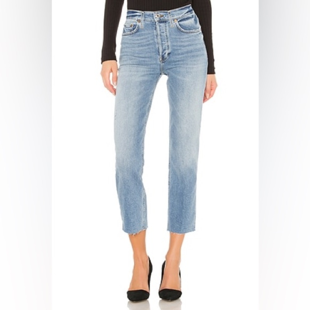 RE/DONE Stove Pipe Straight Crop Jeans Light Stone High Rise Size 25